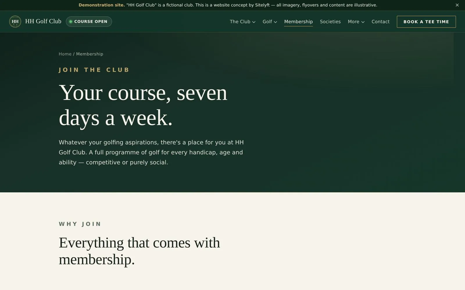 Membership on the HH Golf Club site