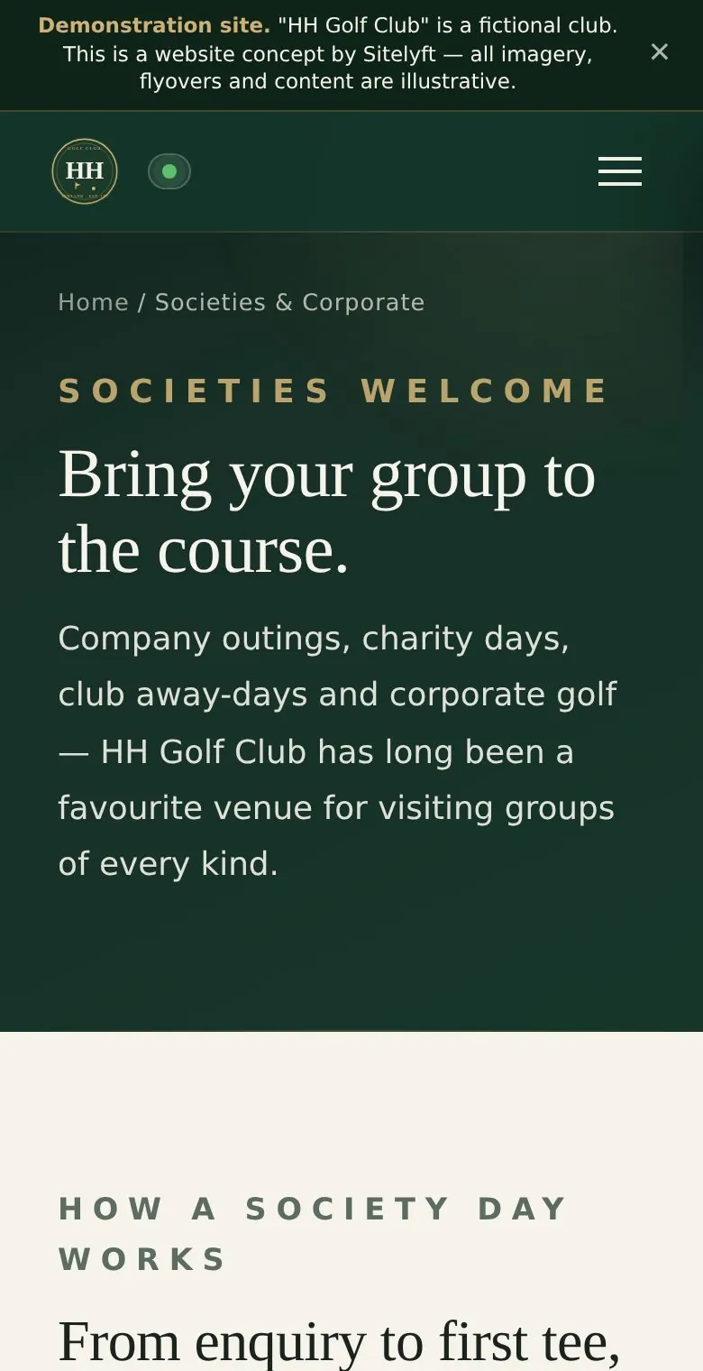 Society bookings on a phone