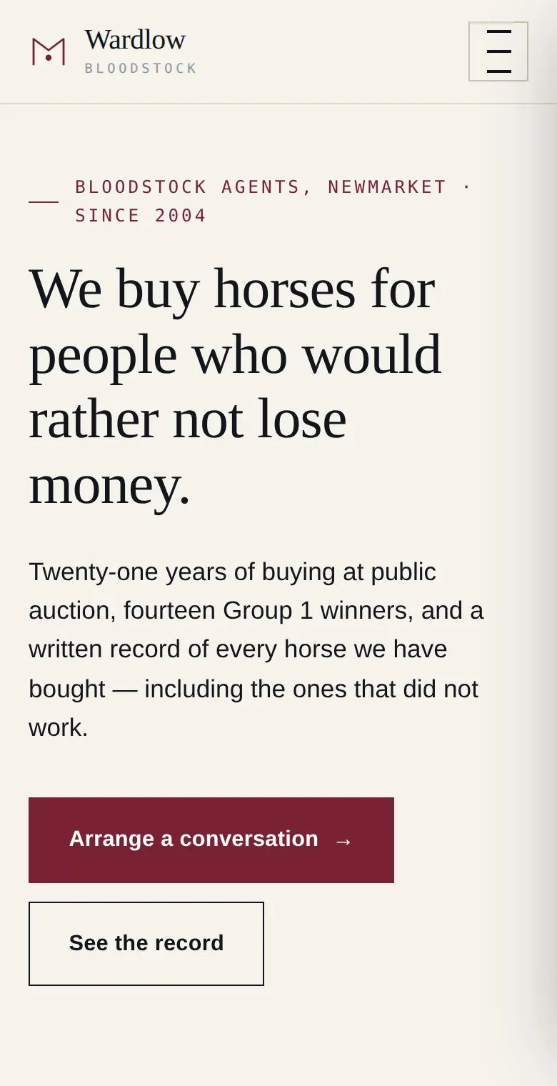 Wardlow Bloodstock on a phone
